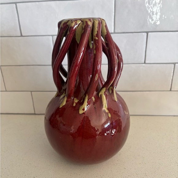 NEIMAN MARCUS GLOBAL VIEWS ART DECORATIVE VINTAGE RED GLAZED MCM ABSTRACT - Picture 3 of 6